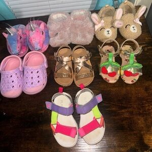 Baby Girl/Toddler Summer Shoes & Slippers Bundle - sz 5-6 Toddler